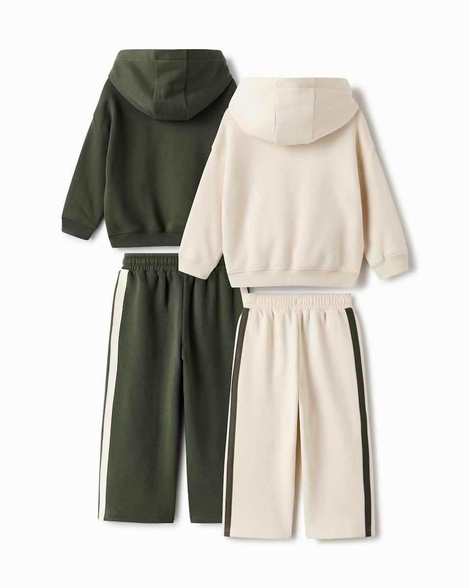 image 1 of F&F Boys 2-Pack Cotton Rich Snack Time Hoodie and Joggers Sets in Green