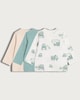 image 1 of F&F Baby 3-Pack Cotton Rich Vehicle Printed Tops in Tan
