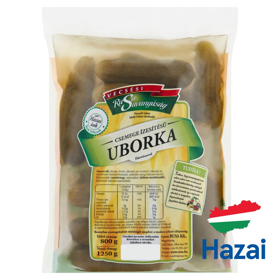 Rusa Savanyúság Vecsési Deli-Flavored Cucumber with Sweetener 1250 g