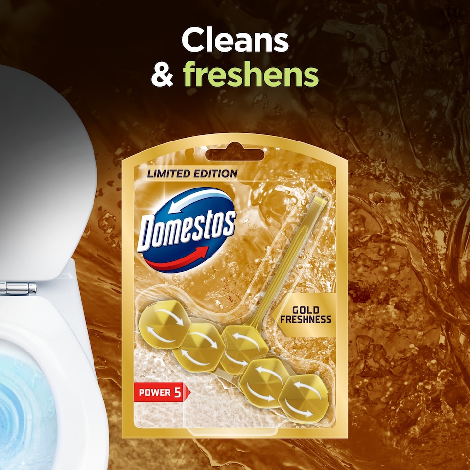 image 1 of Domestos Power 5 Gold Freshness Toilet Rim Block 50g