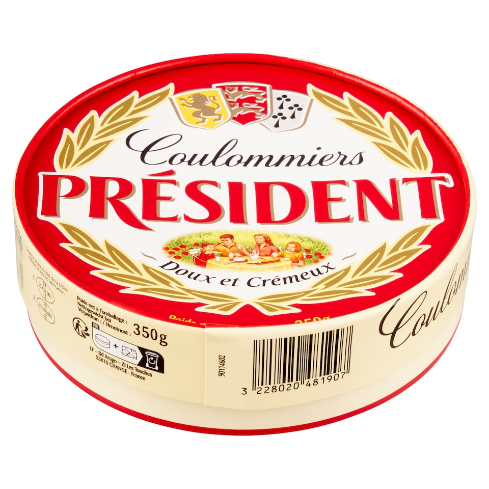 Président Coulommiers měkký zrající sýr s bílou plísní na povrchu 350g