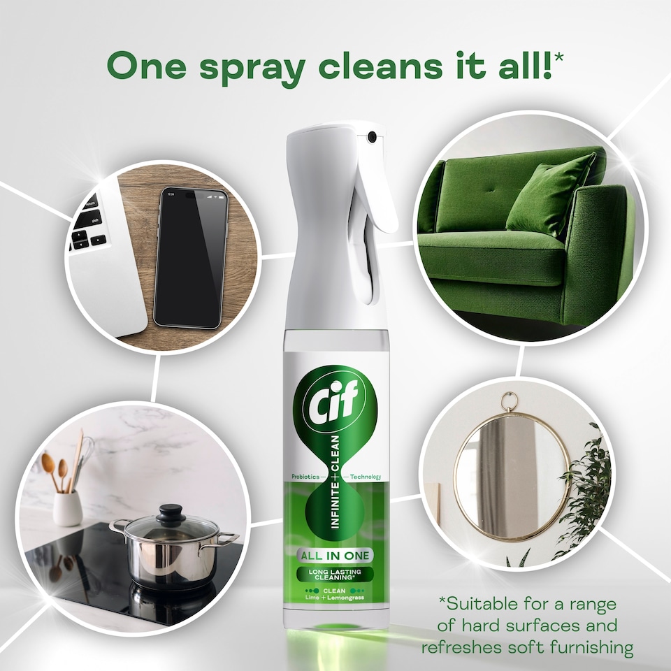 image 1 of Cif Infinite Clean All in One: Clean Lime and Lemongrass Reload 280ml