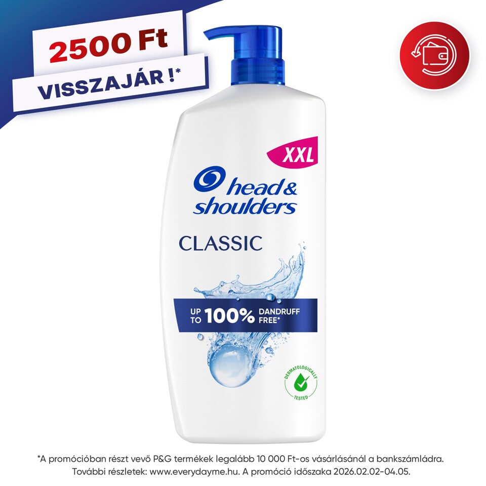 Head & Shoulders Classic Clean korpásodás elleni sampon 800ml pumpás, napi használatra 1. kép