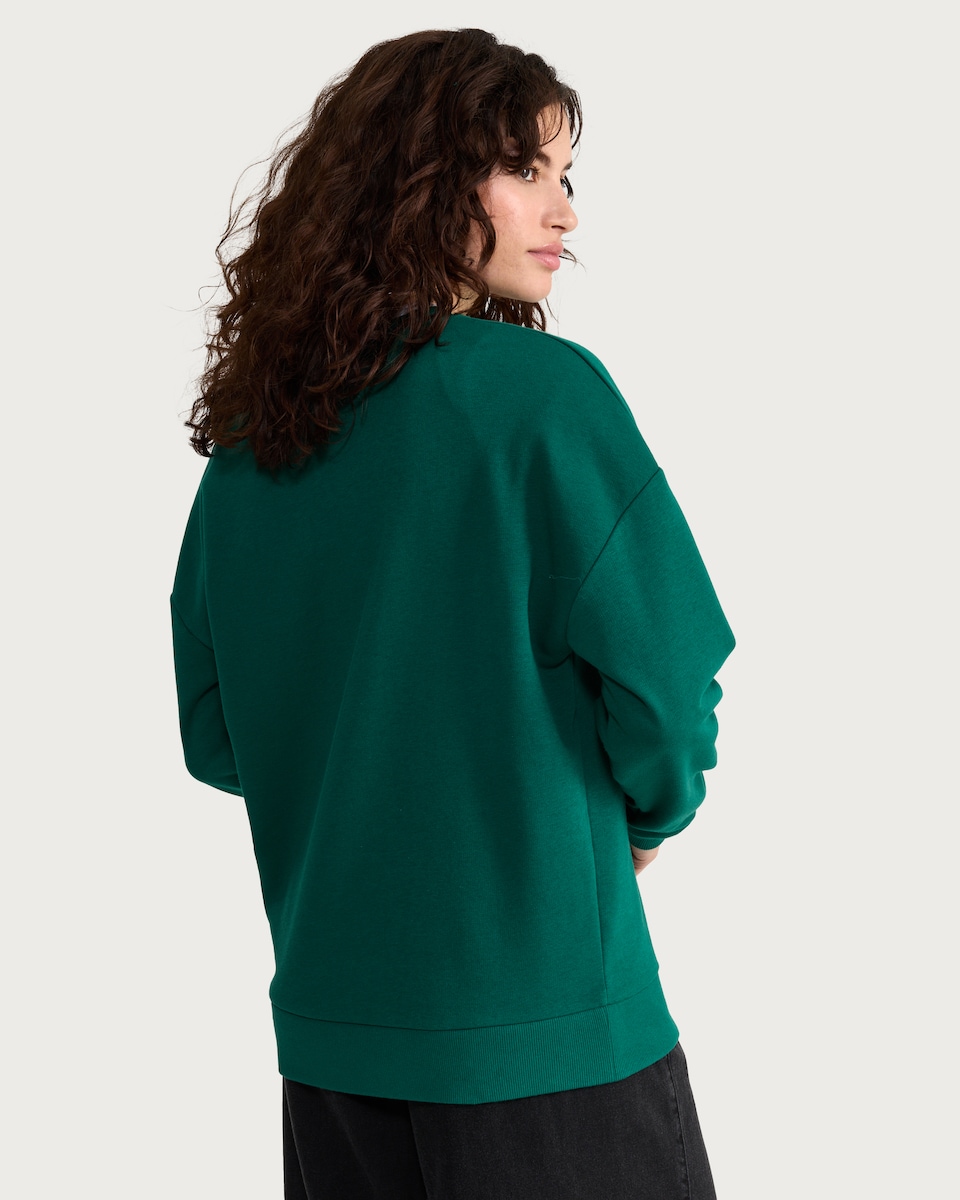 image 1 of F&F Cotton Rich Yes I'm Still Vegan Slogan Christmas Sweatshirt in Green