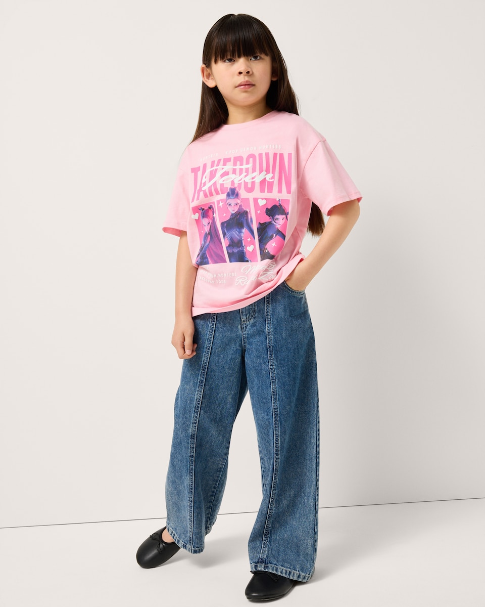 image 1 of K-Pop Demon Hunters Pure Cotton T-Shirt in Pink