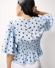 image 4 of F&F Shirred Puff Sleeve Blouse in Multi Blue