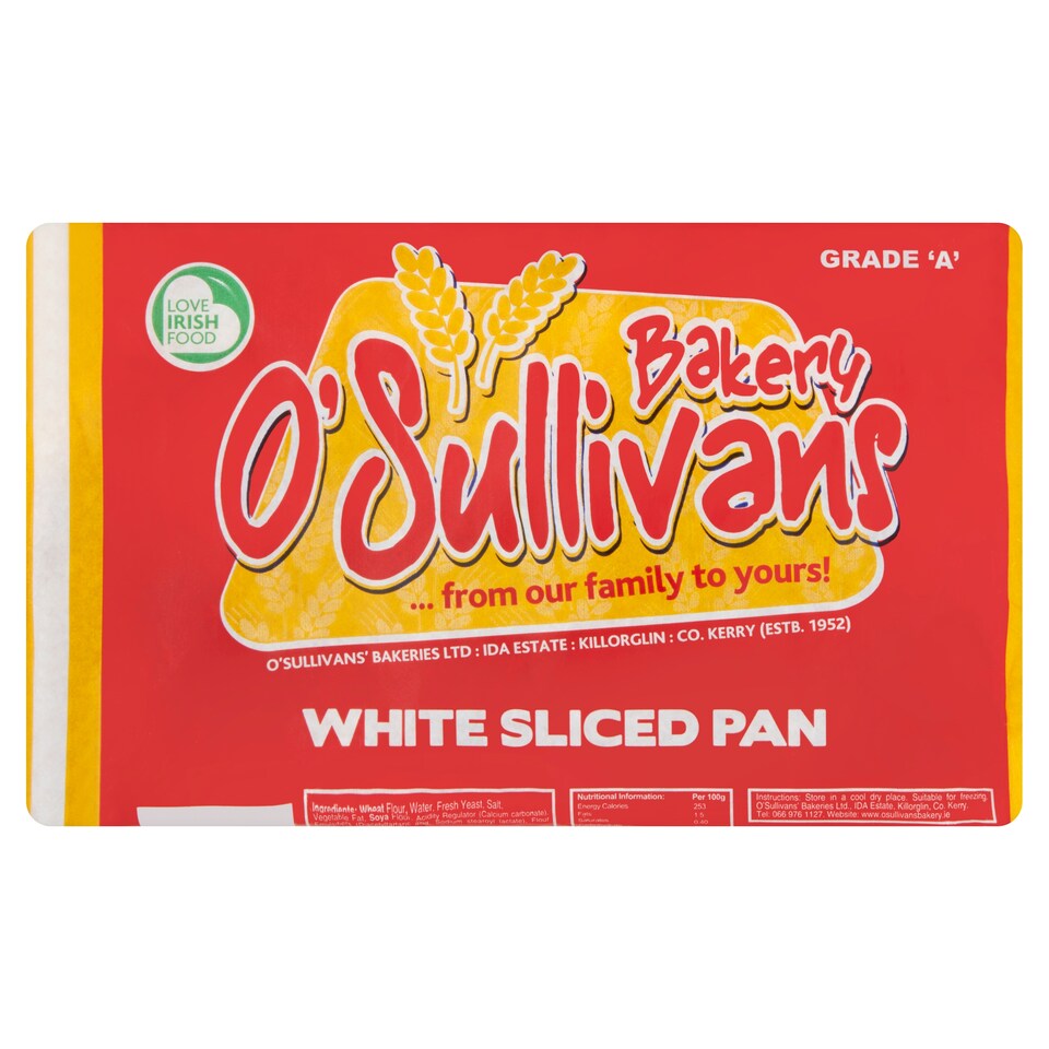O'sullivans Large Sliced White Pan 780G