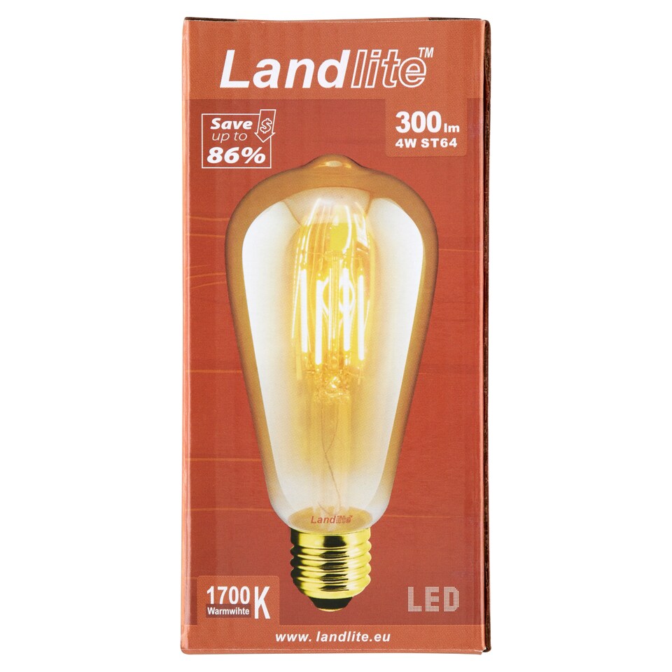 Landlite ST64 300 lm 4 W E27 1700K LED izzó  1. kép
