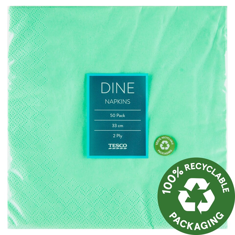 Tesco Dine Napkins 2 Ply 33 cm x 33 cm 50 pcs