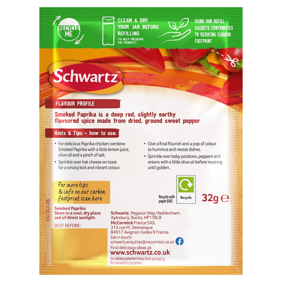 image 1 of Schwartz Smoked Paprika Refill Pack 32g