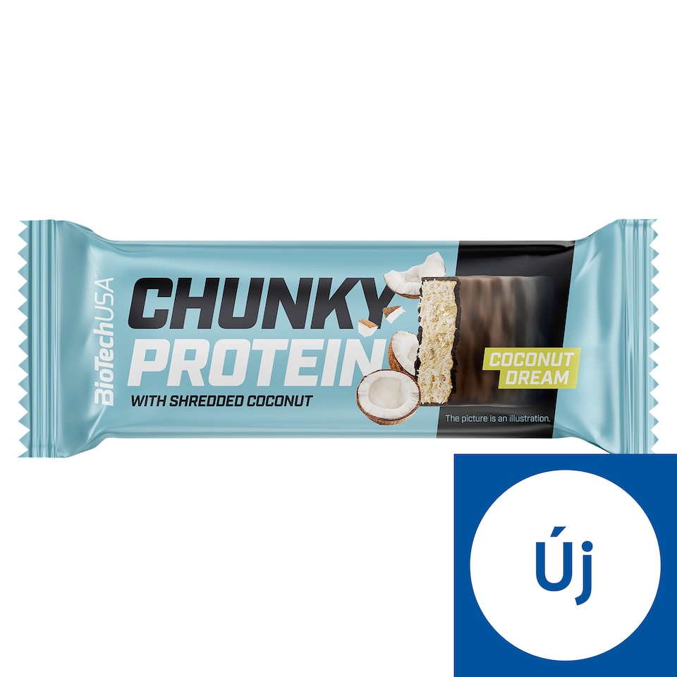 BioTechUSA Chunky Protein kókusz ízű bevont fehérjeszelet kókuszreszelékkel és édesítőszerekkel 50 g