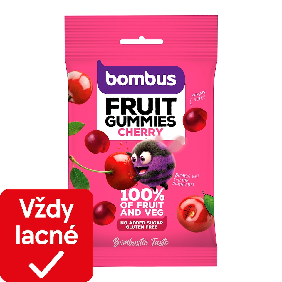 bombus Fruit Gummies ovocné kúsky čerešňa 35 g