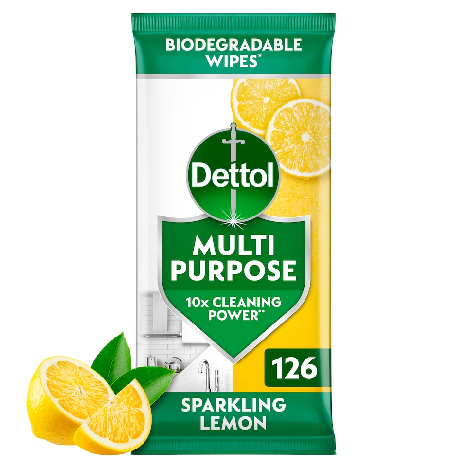 image 1 of Dettol Multipurpose Cleaning Wipes Sparkling Lemon 126 Wipes