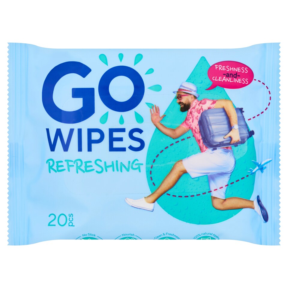 obrázok 1 z Go Wipes Osviežujúce vlhčené obrúsky s vitamínom E a D-panthenolom 20 ks
