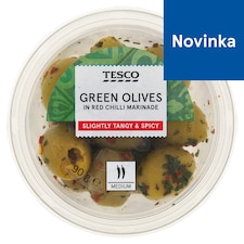 Tesco Green Olives in Red Chilli Marinade 90 g