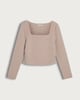 image 4 of Rise by Zara McDermott Cotton Rich Square Neck Long Sleeved Pyjama Top in Natural
