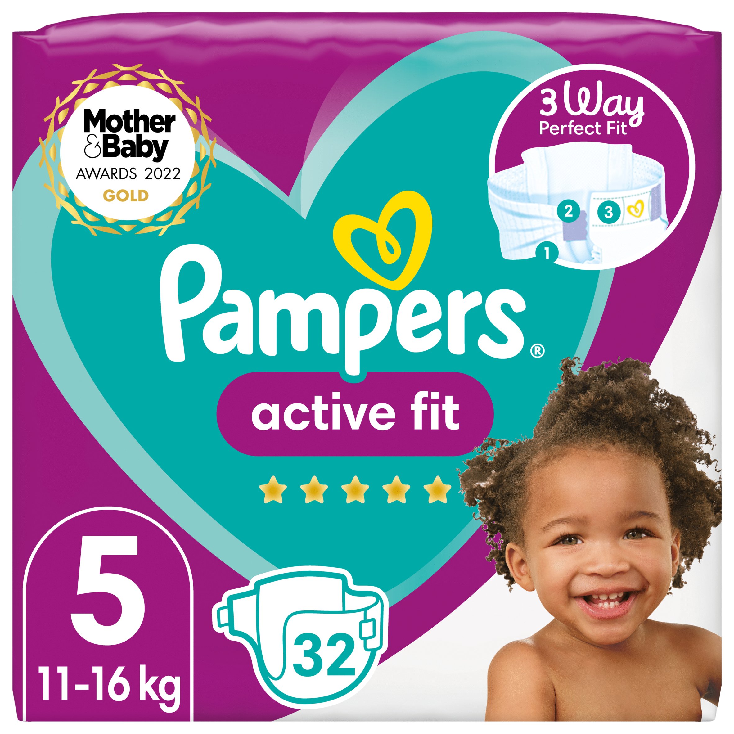 Pampers Active Fit Size 5 32 Nappies 