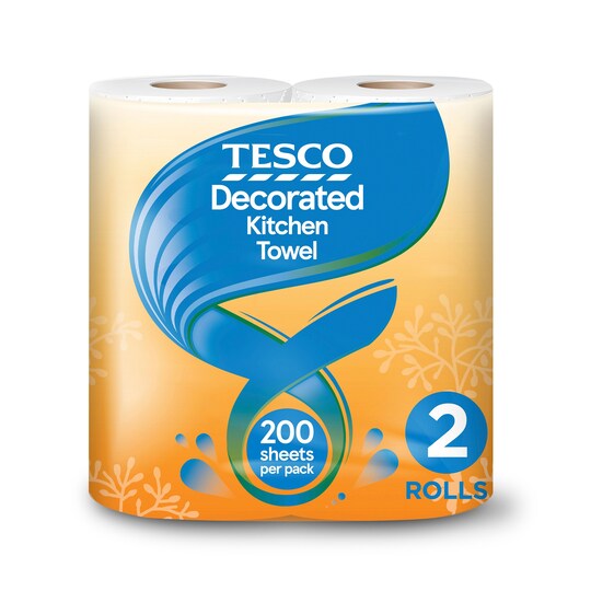 Tesco Decorated Kitchen Towel 2X100 Sheets Tesco Groceries