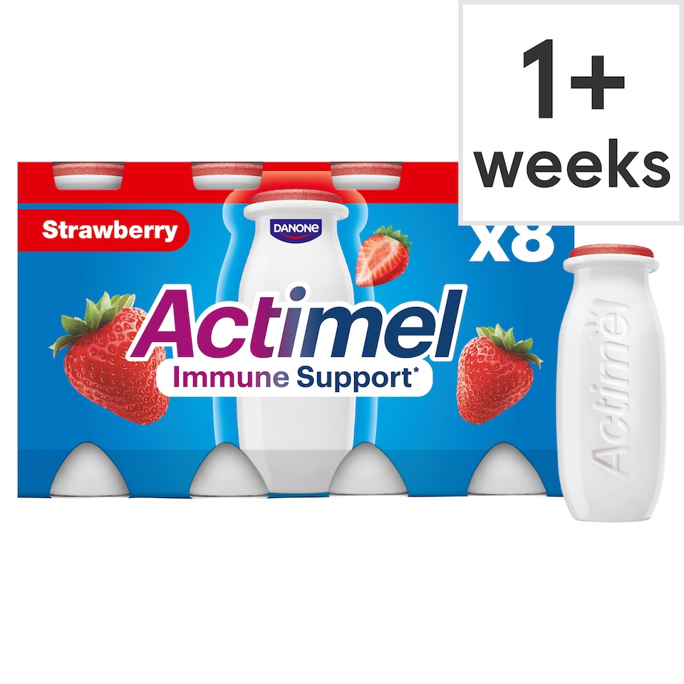 image 1 of Actimel Strawberry Immunity Live Yoghurt Drink Multipack 8X100g