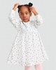 image 1 of F&F Girls Cotton Rich Floral Print Long Sleeved Sweater Dress in Cream