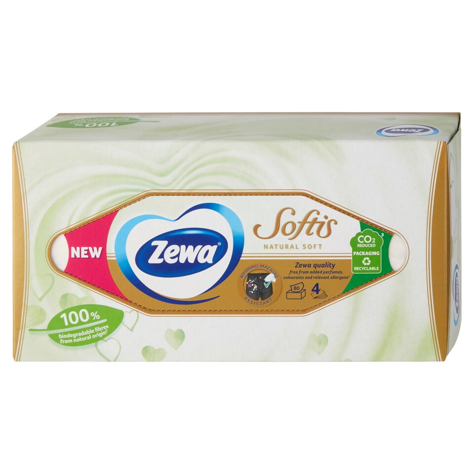 Obrázek 1 pro produkt Zewa Softis Natural Soft papírové kapesníčky 4 vrstvé 80 ks