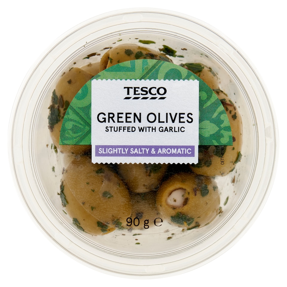 Tesco Green Olives Stuffed with Garlic 90 g