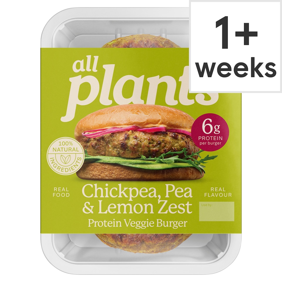 all plants Chickpea, Pea & Lemon zest Protein Veggie Burger 180g