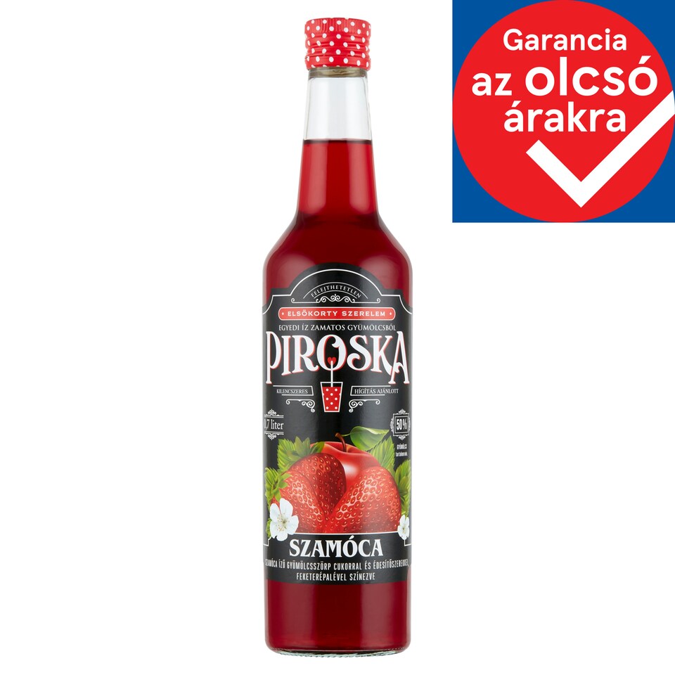 Piroska Strawberry Flavored Fruit Syrup Colored with Black Carrot Juice, Sugar & Sweetener 0,7 l