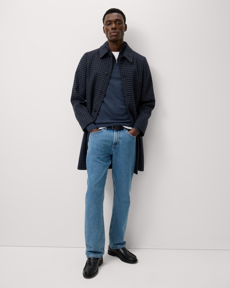 image 1 of F&F Merino Wool Half Zip Jumper in Blue