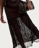 image 2 of F&F Crinkle Textured Layered Co-ord Midi Skirt in Brown
