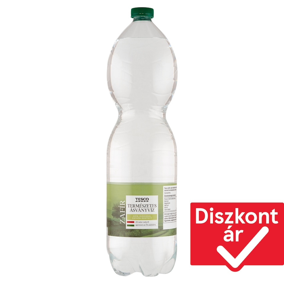 Tesco Zafír szén-dioxiddal enyhén dúsított természetes ásványvíz 1,5 l