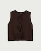 image 4 of F&F Cotton Rich Textured Knitted Tie Front Waistcoat in Chocolate