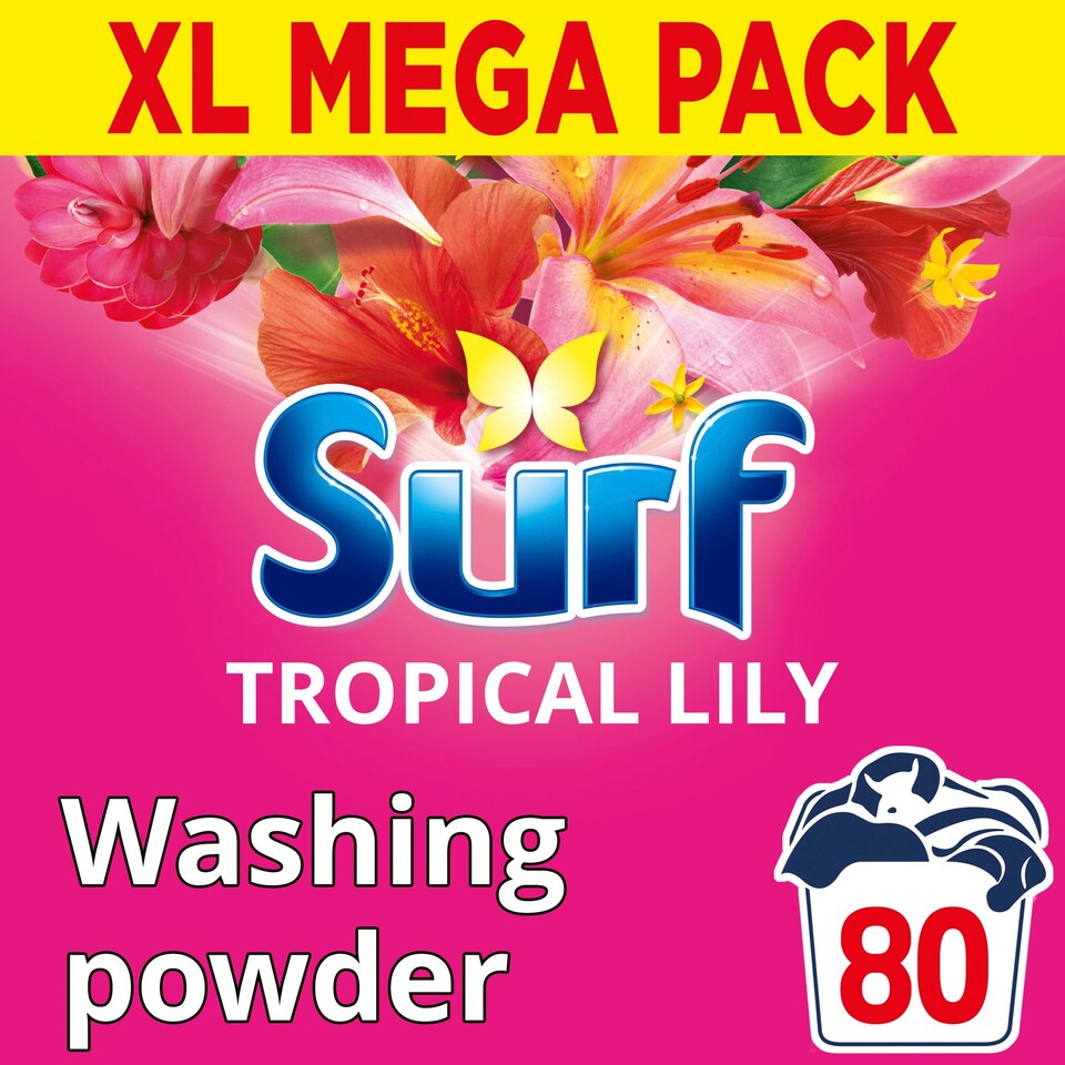 image 1 of Surf Tropical Lily Laundry Washing Powder 80 Washes 4kg