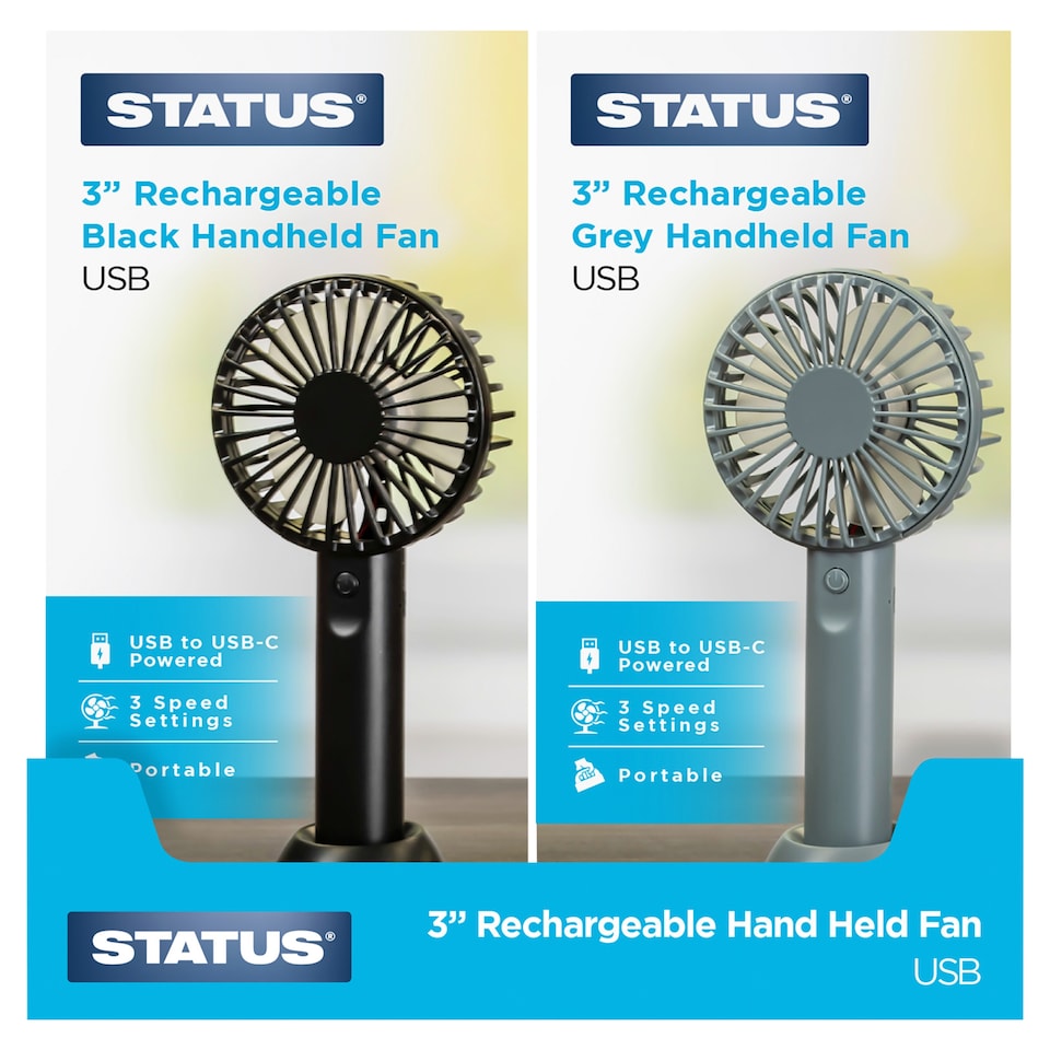 Status 3" Rechargeable Hand Held Fan.