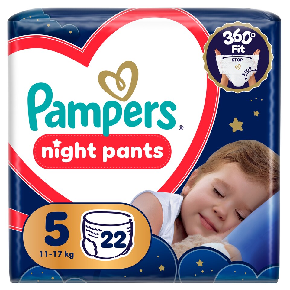 obrázok 1 z Pampers Nočné Plienkové Nohavičky Veľkosť 5, 22 Plienok, 11kg-17kg