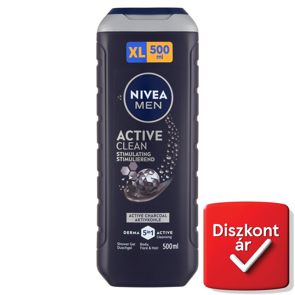 image 1 of NIVEA MEN Active Clean Body, Face & Hair Shower Gel 500 ml