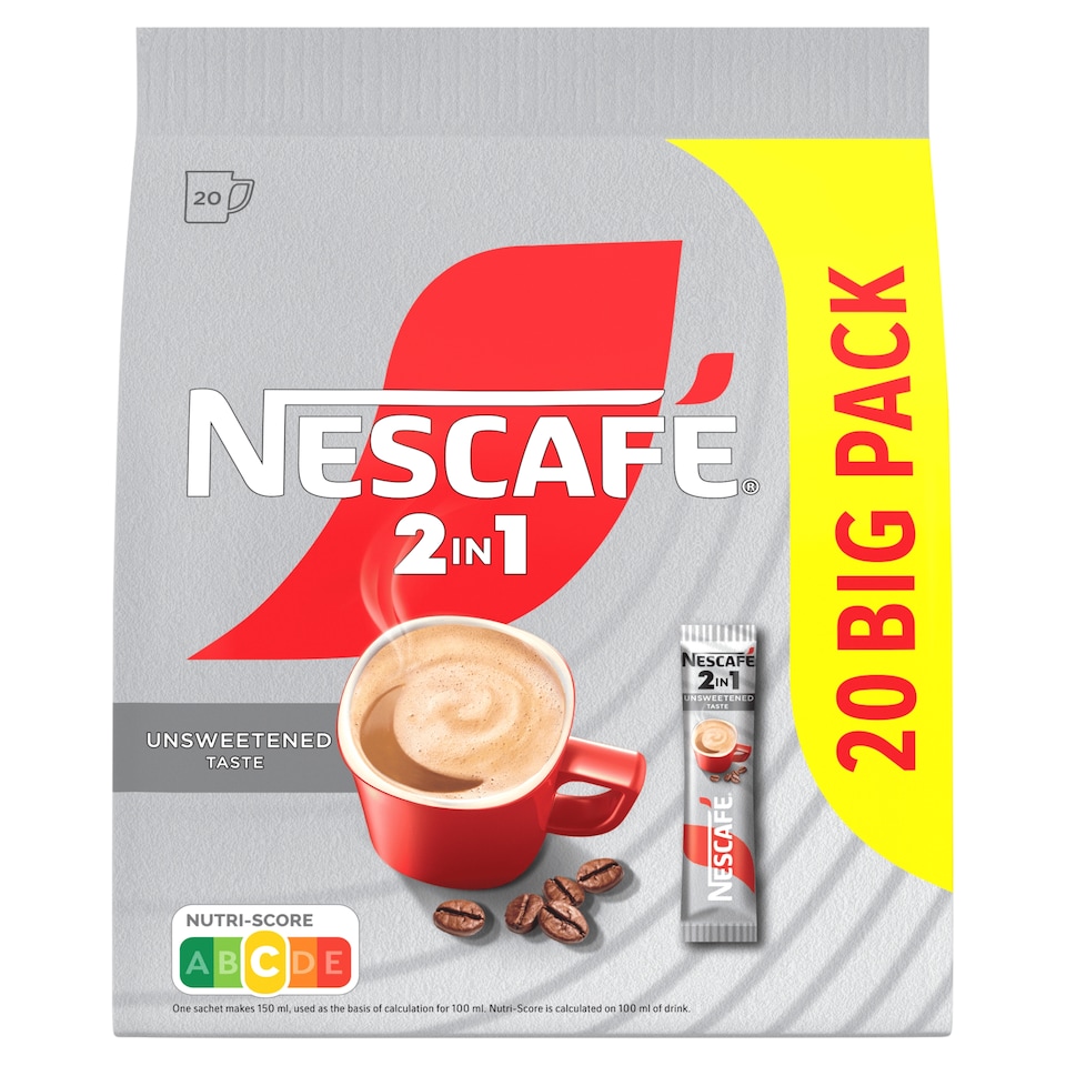NESCAFÉ 2in1 Unsweetened Taste Instant Coffee Specialty 10 x 8 g (80 g)