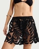 image 1 of F&F Lace Leaf Pattern Beach Co-ord Shorts in Black