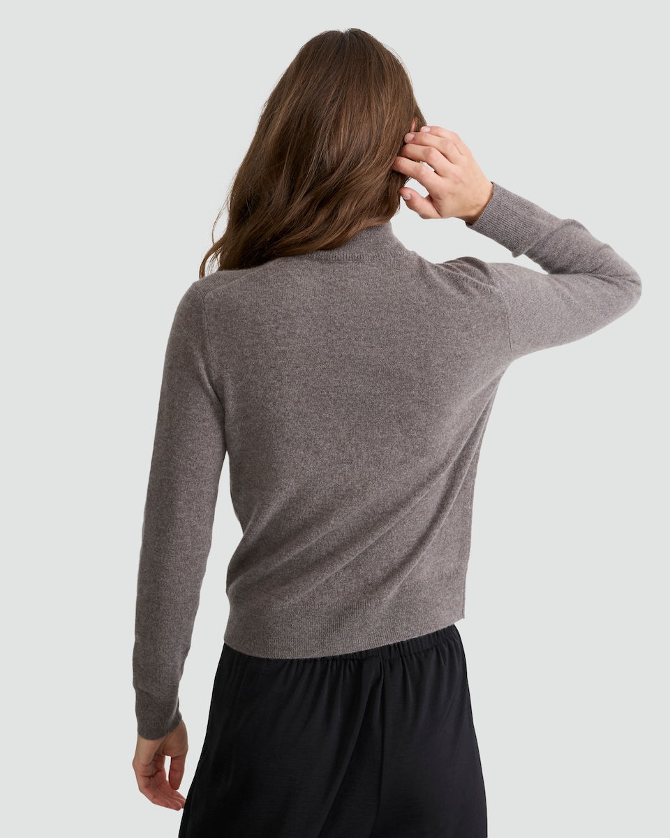 image 1 of F&F Premium Pure Cashmere High Neck Jumper in Brown
