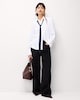 image 2 of F&F Textured Tie Neck Blouse in Cream