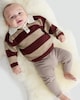 image 3 of F&F Baby Striped Knitted Polo Jumper in Burgundy