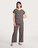 image 1 of F&F Cotton Rich Stripe Print Pyjamas in Grey Marl