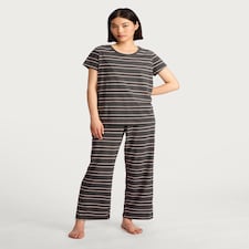 F&F Cotton Rich Stripe Print Pyjamas in Grey Marl