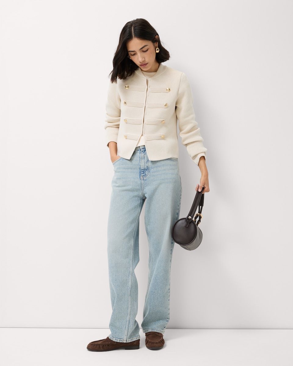 image 1 of F&F Military Style Cardigan in Cream