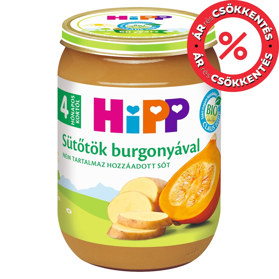 HiPP sütőtök burgonyával főzelék a babának 4 hónapos kortól 190 g