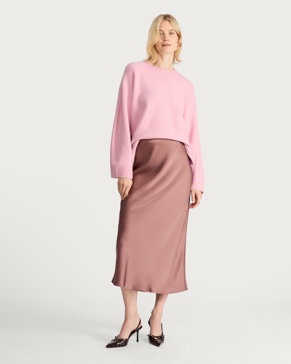 image 1 of F&F Knitted Slouchy Jumper with Wool in Pink