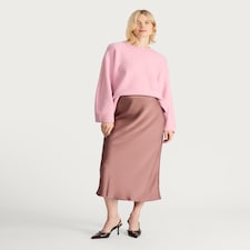 F&F Knitted Slouchy Jumper with Wool in Pink