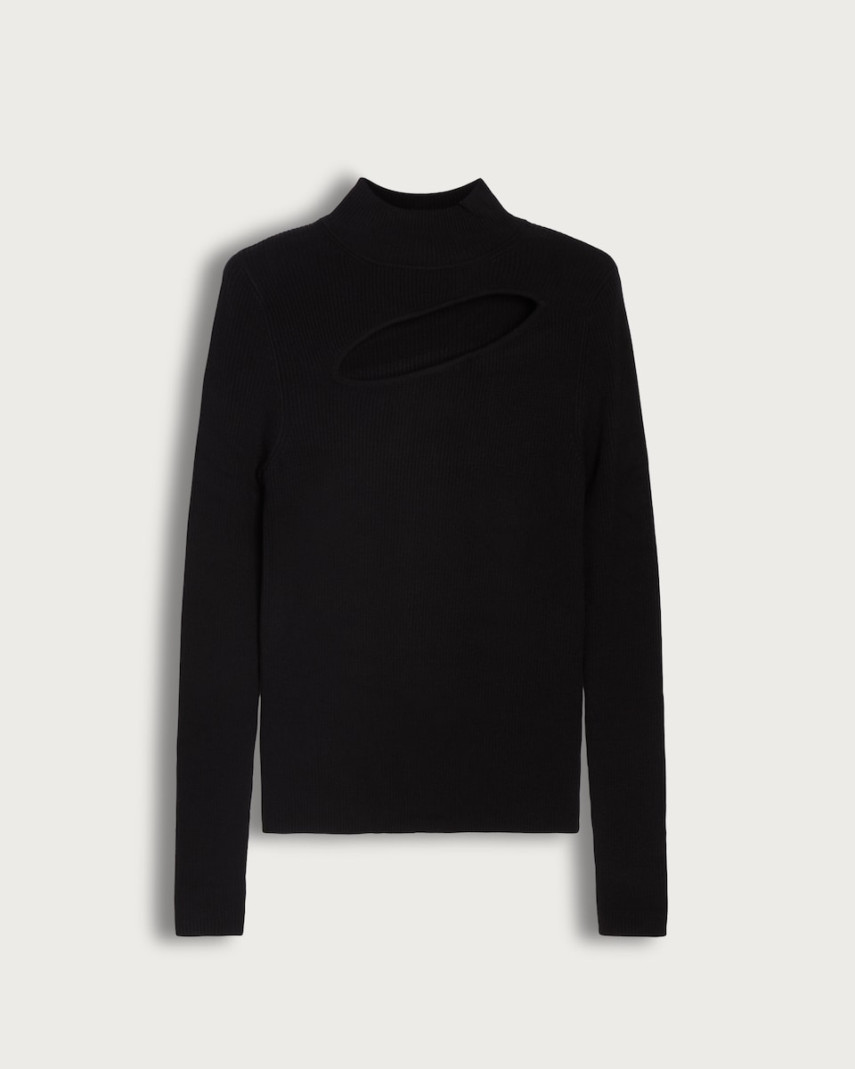 image 1 of F&F Knitted Cut Out Detail Jumper in Black