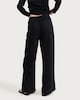 image 3 of F&F Linen Rich Wide Leg Drawstring Trousers in Black