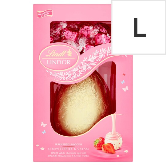 Lindt White Chocolate Easter Egg With Strawberries 285G Tesco Groceries